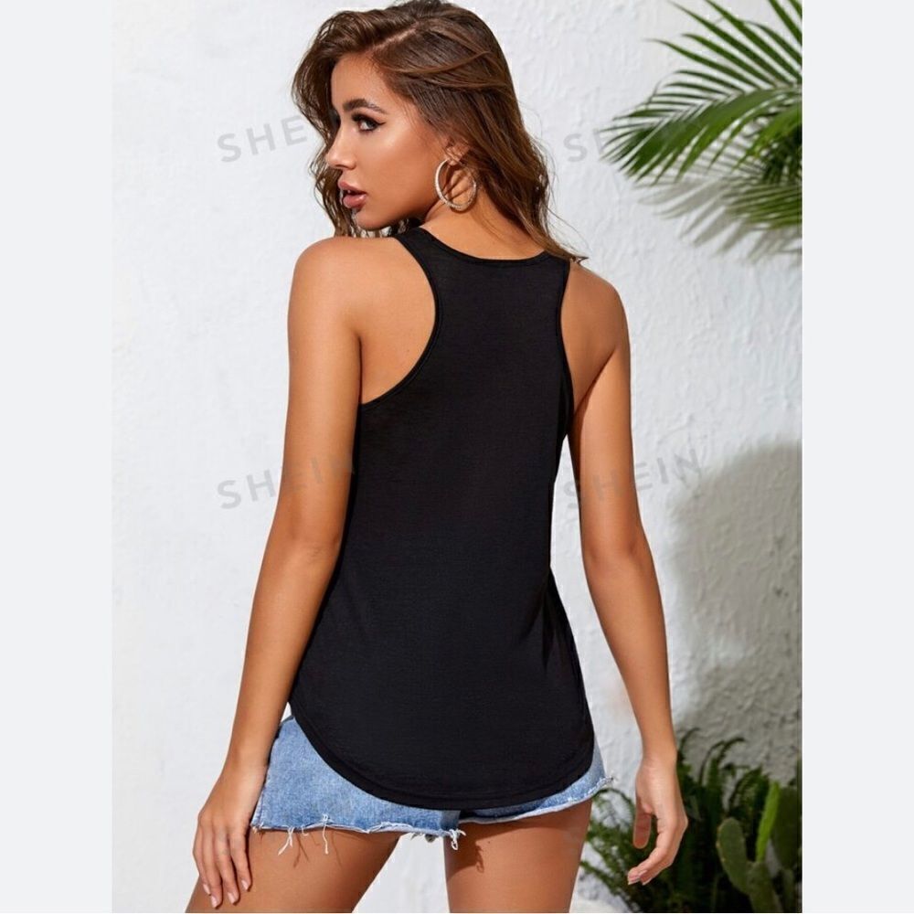 Shein Black Razorback Tank Top Size XL